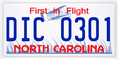 NC license plate DIC0301