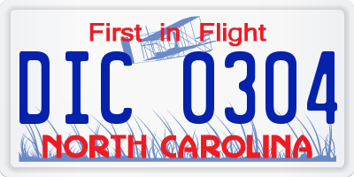 NC license plate DIC0304