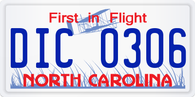 NC license plate DIC0306