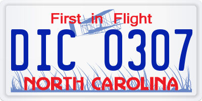 NC license plate DIC0307
