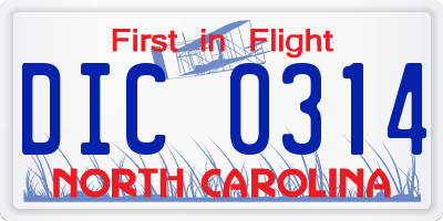 NC license plate DIC0314