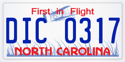 NC license plate DIC0317