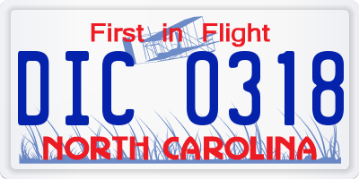 NC license plate DIC0318