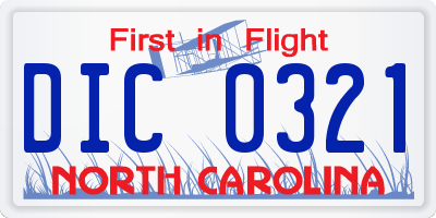 NC license plate DIC0321