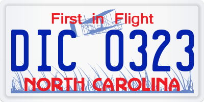 NC license plate DIC0323