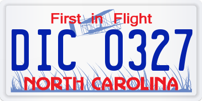 NC license plate DIC0327