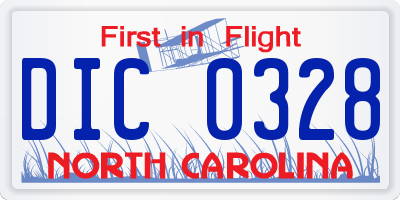 NC license plate DIC0328
