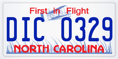 NC license plate DIC0329