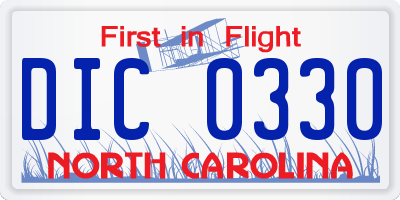NC license plate DIC0330