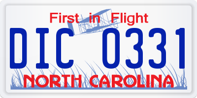 NC license plate DIC0331