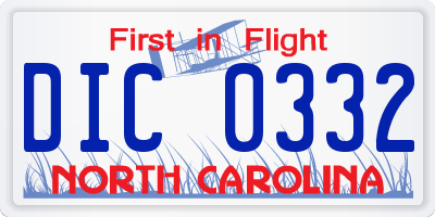 NC license plate DIC0332