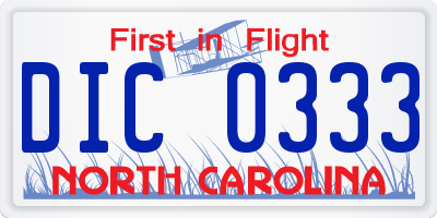 NC license plate DIC0333
