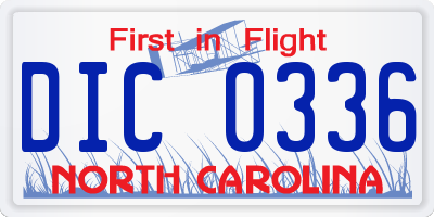 NC license plate DIC0336