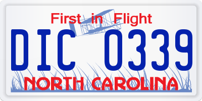 NC license plate DIC0339