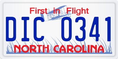 NC license plate DIC0341