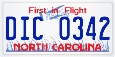 NC license plate DIC0342