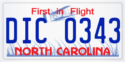 NC license plate DIC0343