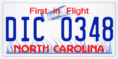 NC license plate DIC0348