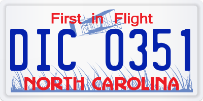NC license plate DIC0351