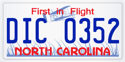 NC license plate DIC0352