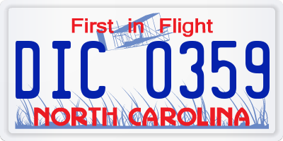 NC license plate DIC0359