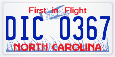 NC license plate DIC0367