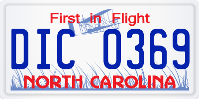 NC license plate DIC0369