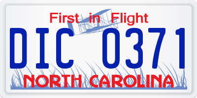 NC license plate DIC0371