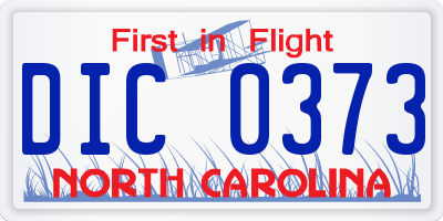 NC license plate DIC0373