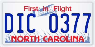 NC license plate DIC0377