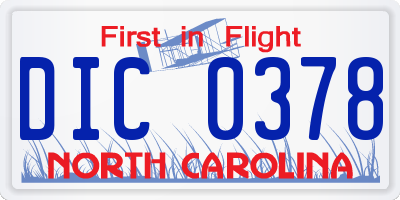 NC license plate DIC0378