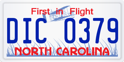 NC license plate DIC0379