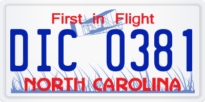 NC license plate DIC0381