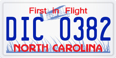 NC license plate DIC0382