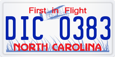 NC license plate DIC0383