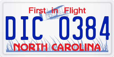 NC license plate DIC0384