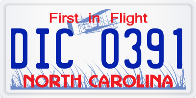 NC license plate DIC0391