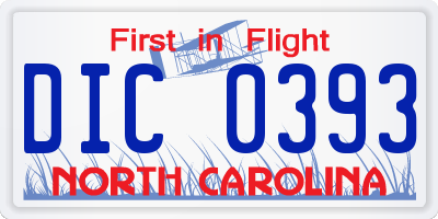 NC license plate DIC0393