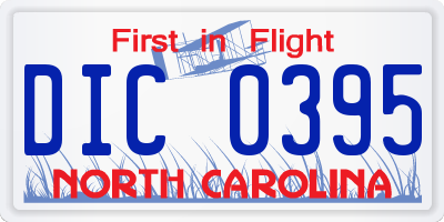 NC license plate DIC0395
