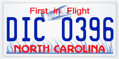 NC license plate DIC0396