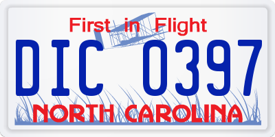 NC license plate DIC0397