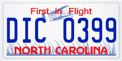 NC license plate DIC0399