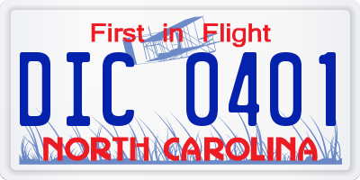 NC license plate DIC0401