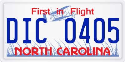 NC license plate DIC0405