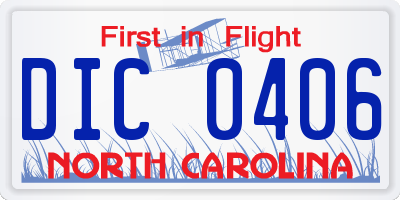 NC license plate DIC0406