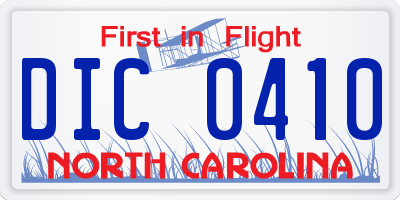NC license plate DIC0410