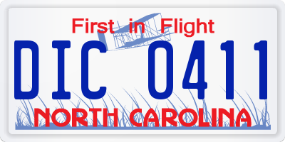 NC license plate DIC0411