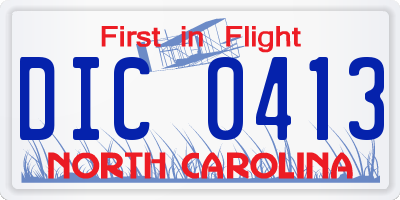 NC license plate DIC0413