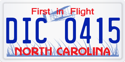 NC license plate DIC0415