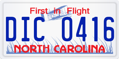 NC license plate DIC0416